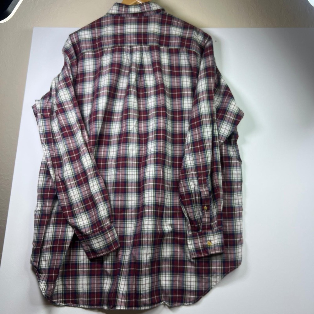 Vintage 80s 90s Brooks Brothers Plaid Flannel Sport Shirt Made Hong Kong OCBD - Picture 4 of 11